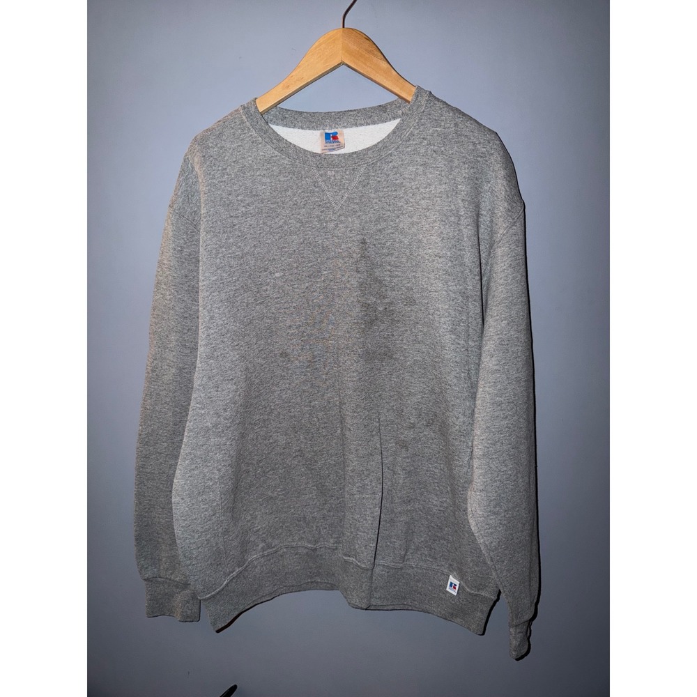 Russell Athletic Mens XL Heather Gray Crewneck Sweatshirt V-Stitch Pullover